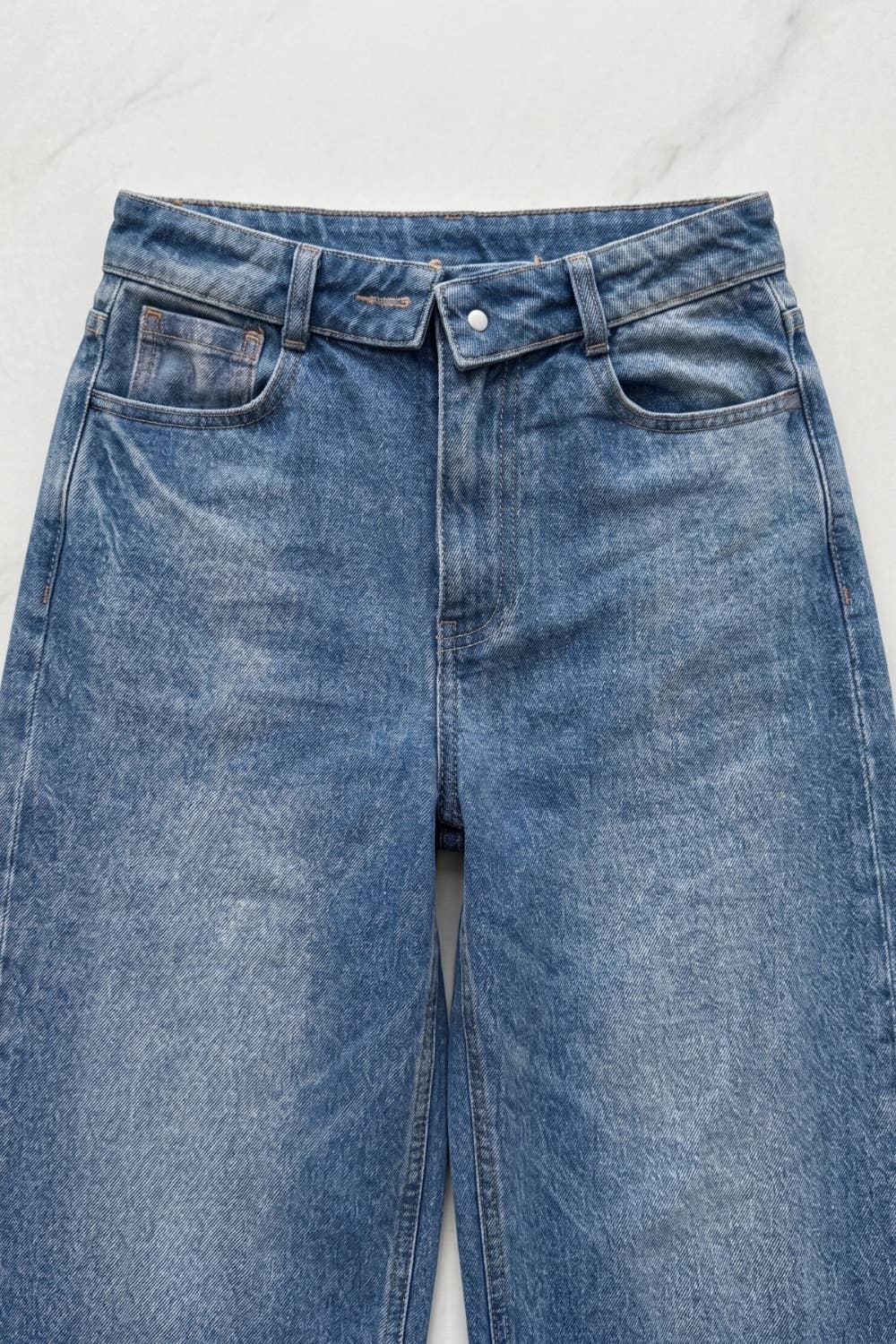 Folded Waist Jeans: Denim Blue