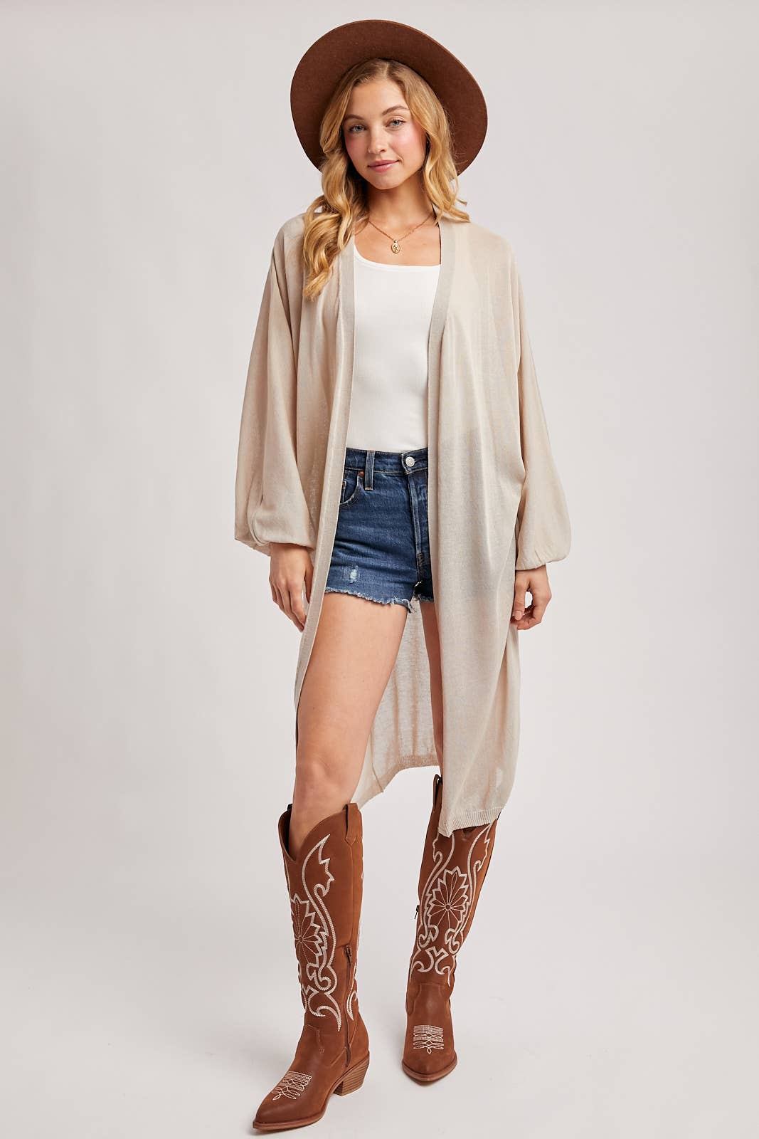 Sheer Knit Cardigan: Oatmeal