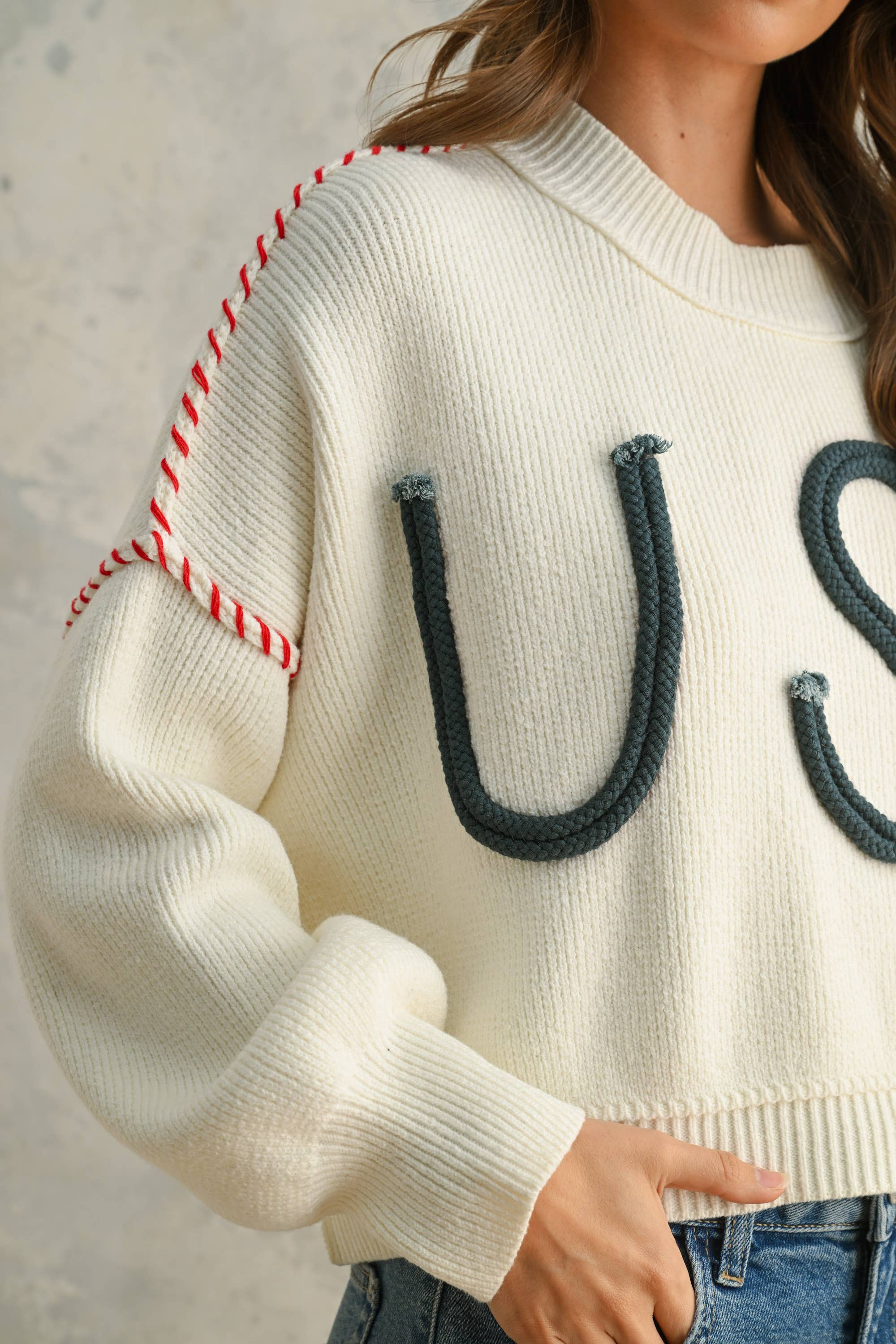 USA Rope Sweater: Off White