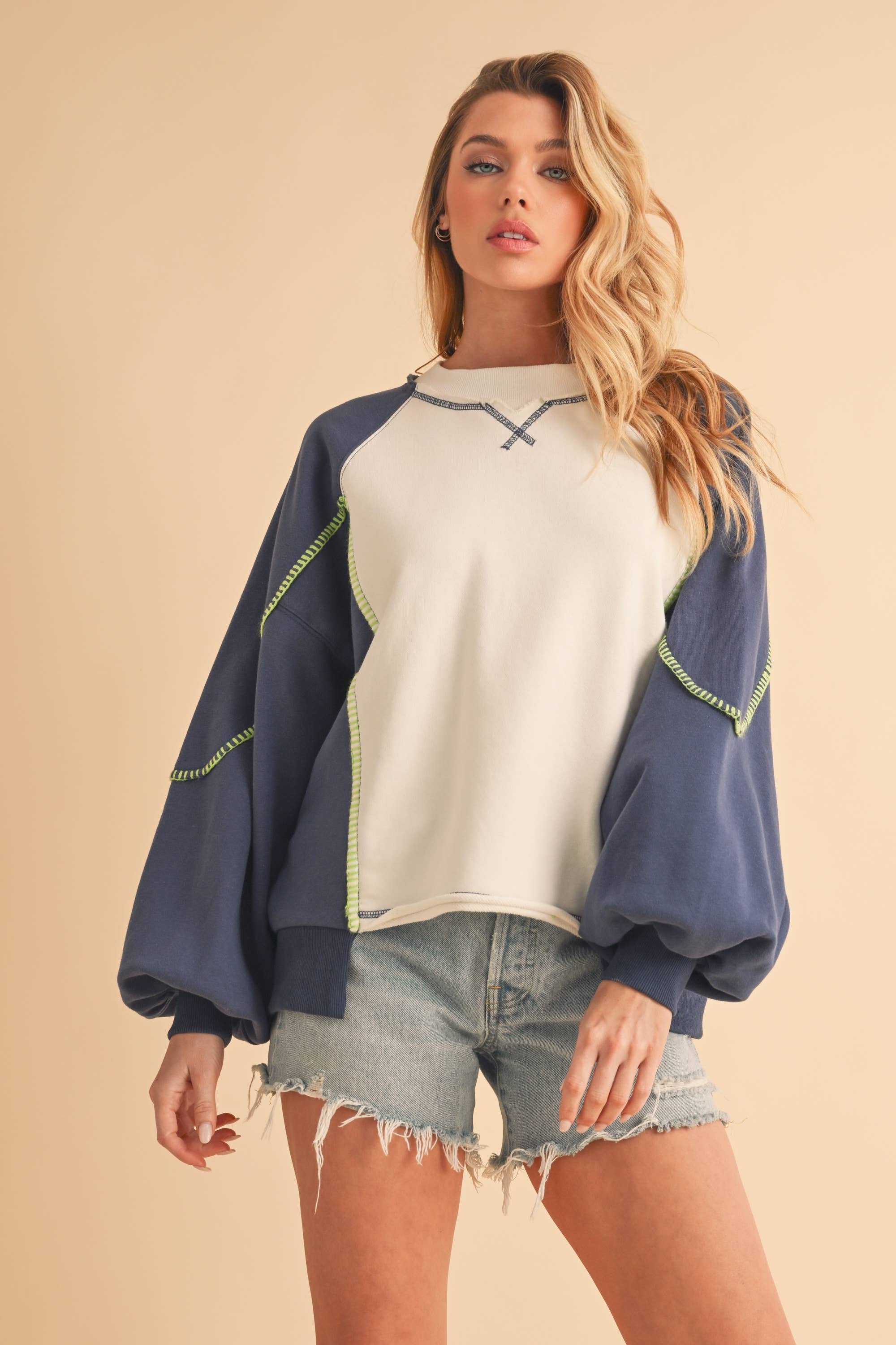 Nya Colorblock Sweater: Blue