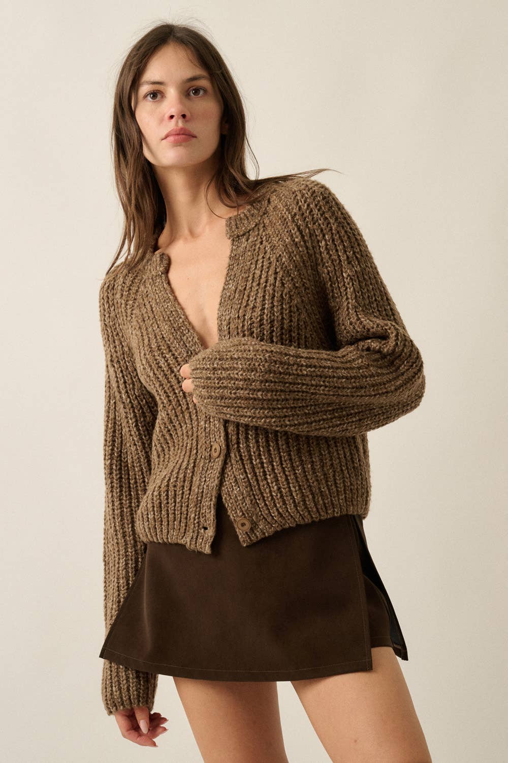 Confetti Cardigan Sweater: Chocolate