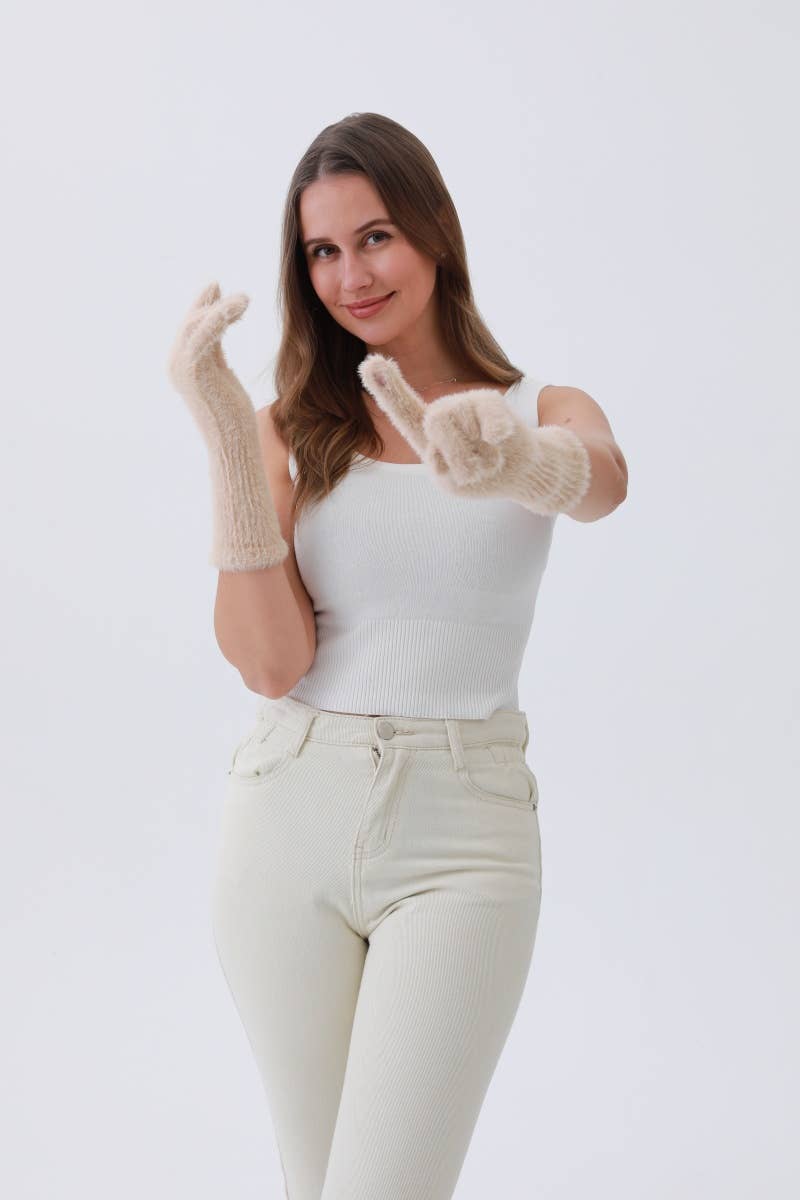 Snow Cloud Gloves: Beige