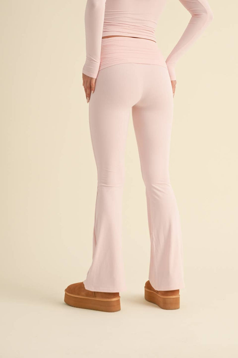 Foldover Flare Pants:Choc.