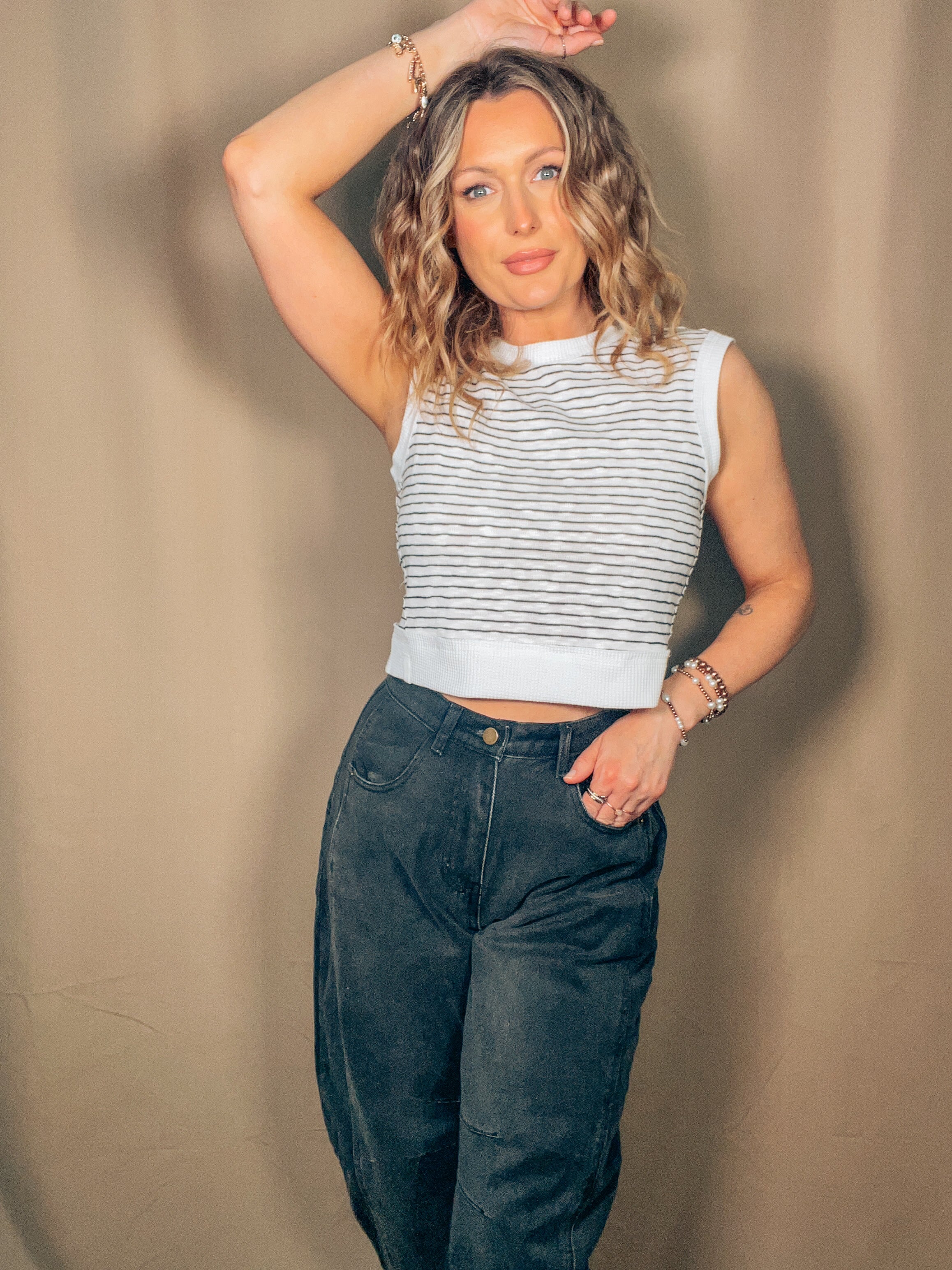 Striped Top: Black
