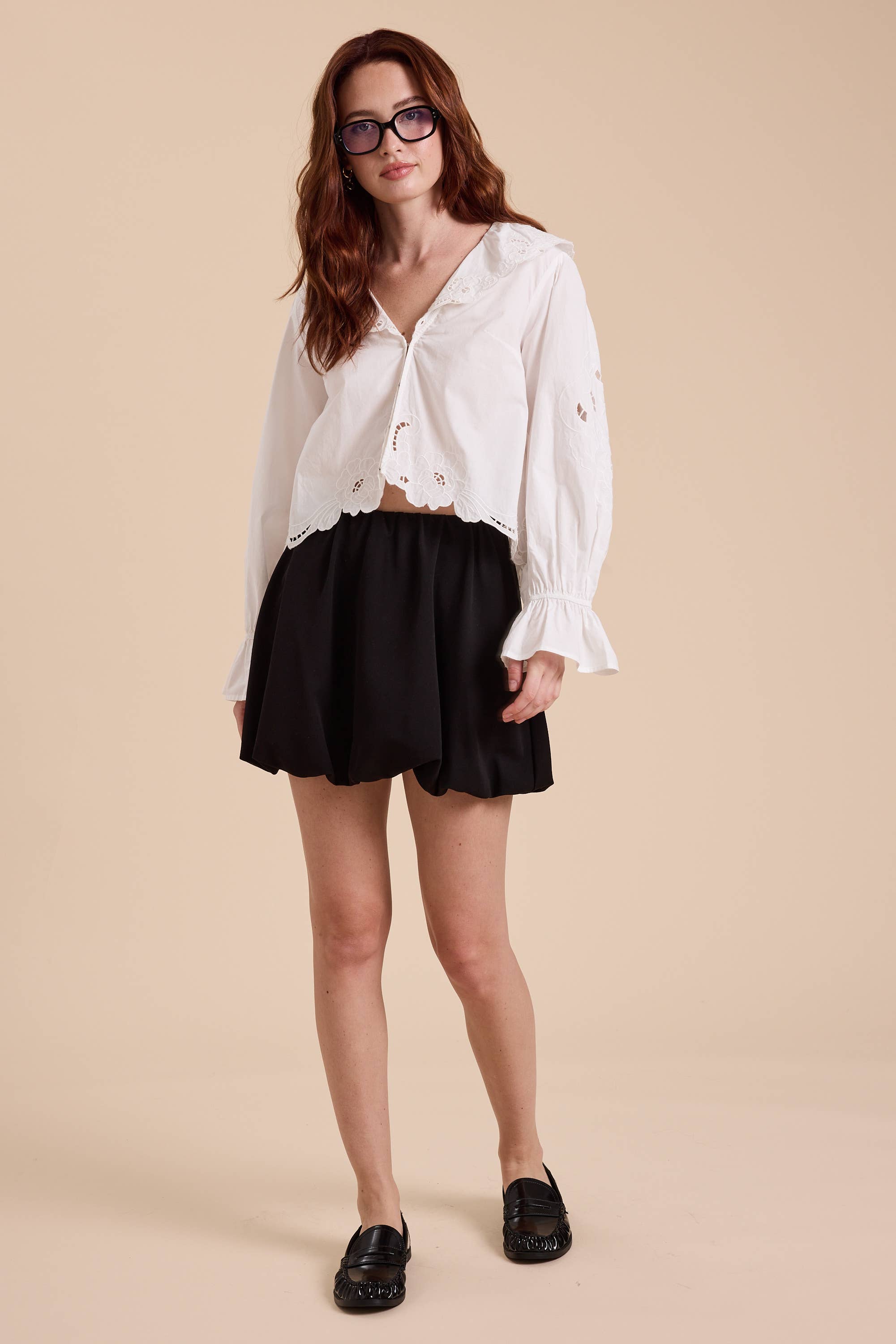 Eyelet Detailed Blouse: White