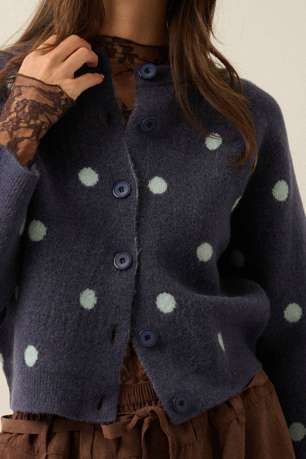 Jacquard-Knit Cardigan: Midnight