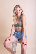 Ribbed Racer Back Bralette: Sage