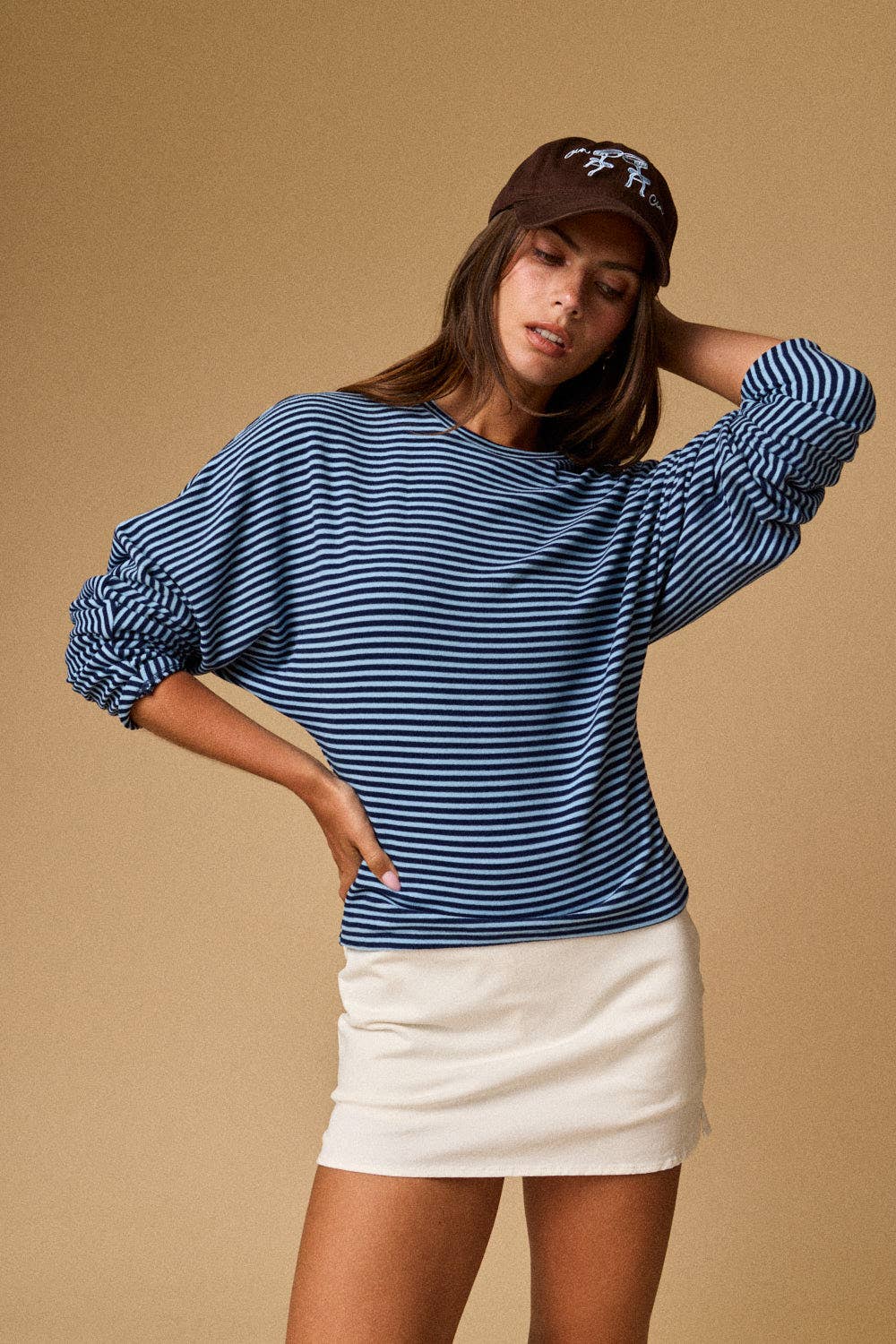 Slouchy Relaxed Fit Top: Navy