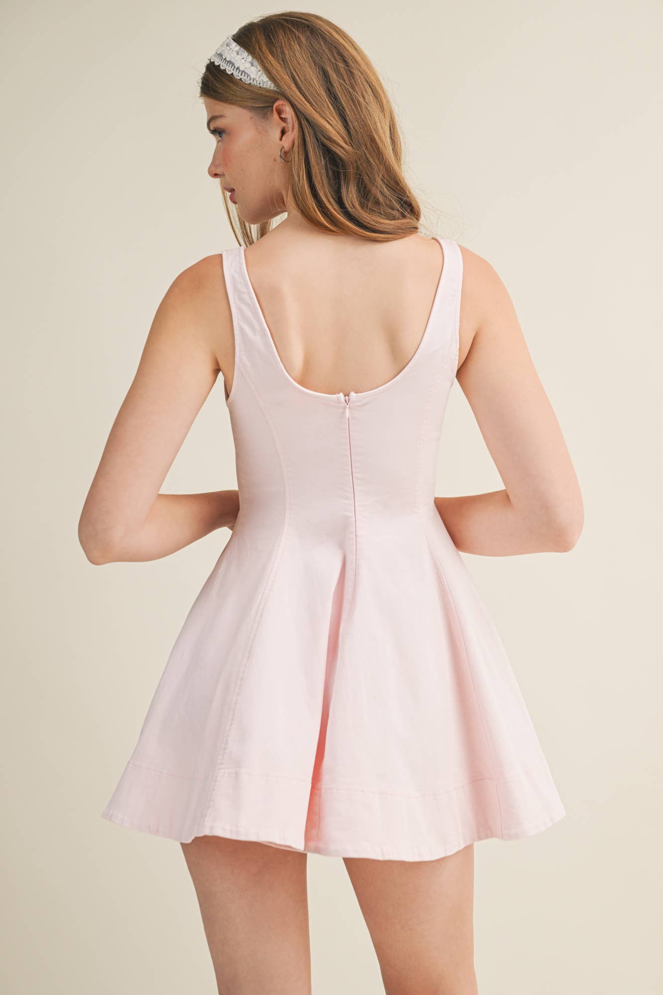 Structured Flared Mini Dress: Peony