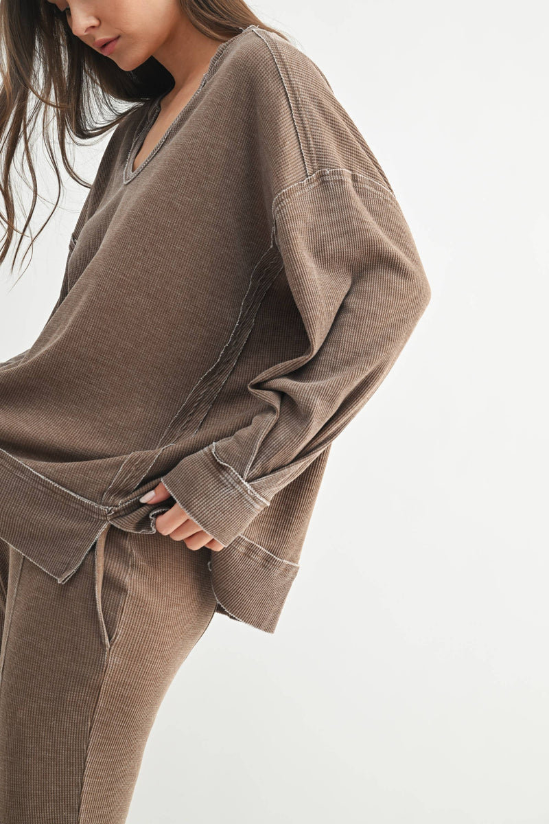 Waffle Knit Oversized:PLUM