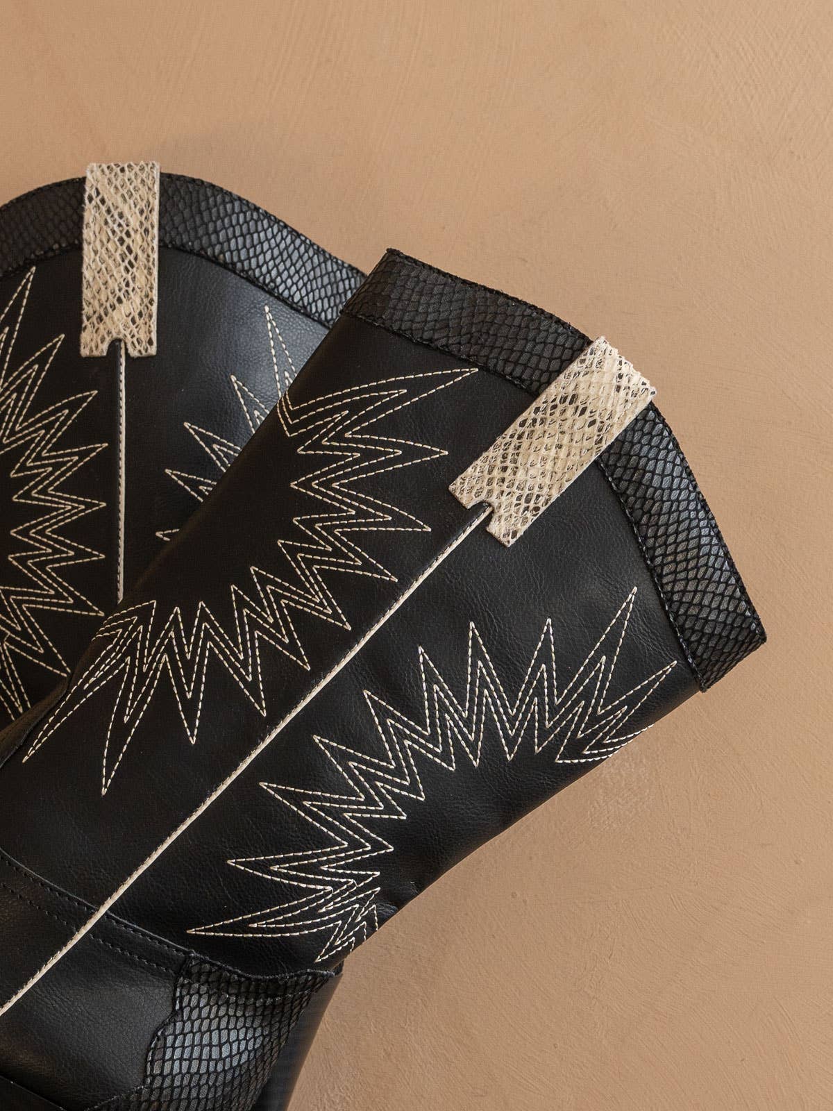 Snake Print Cowboy Boot: Black