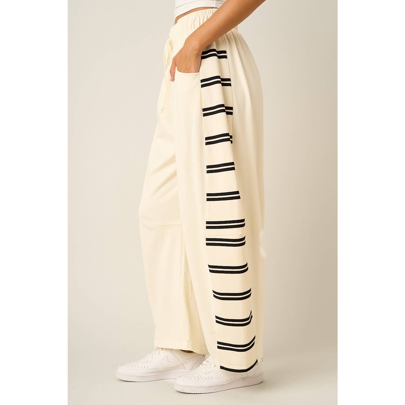 Striped Side Panel Barrel Pants