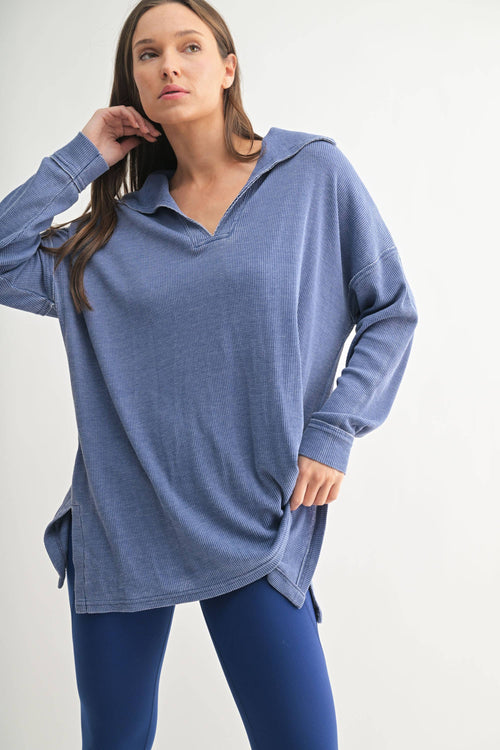 Waffle Knit Oversized:Black