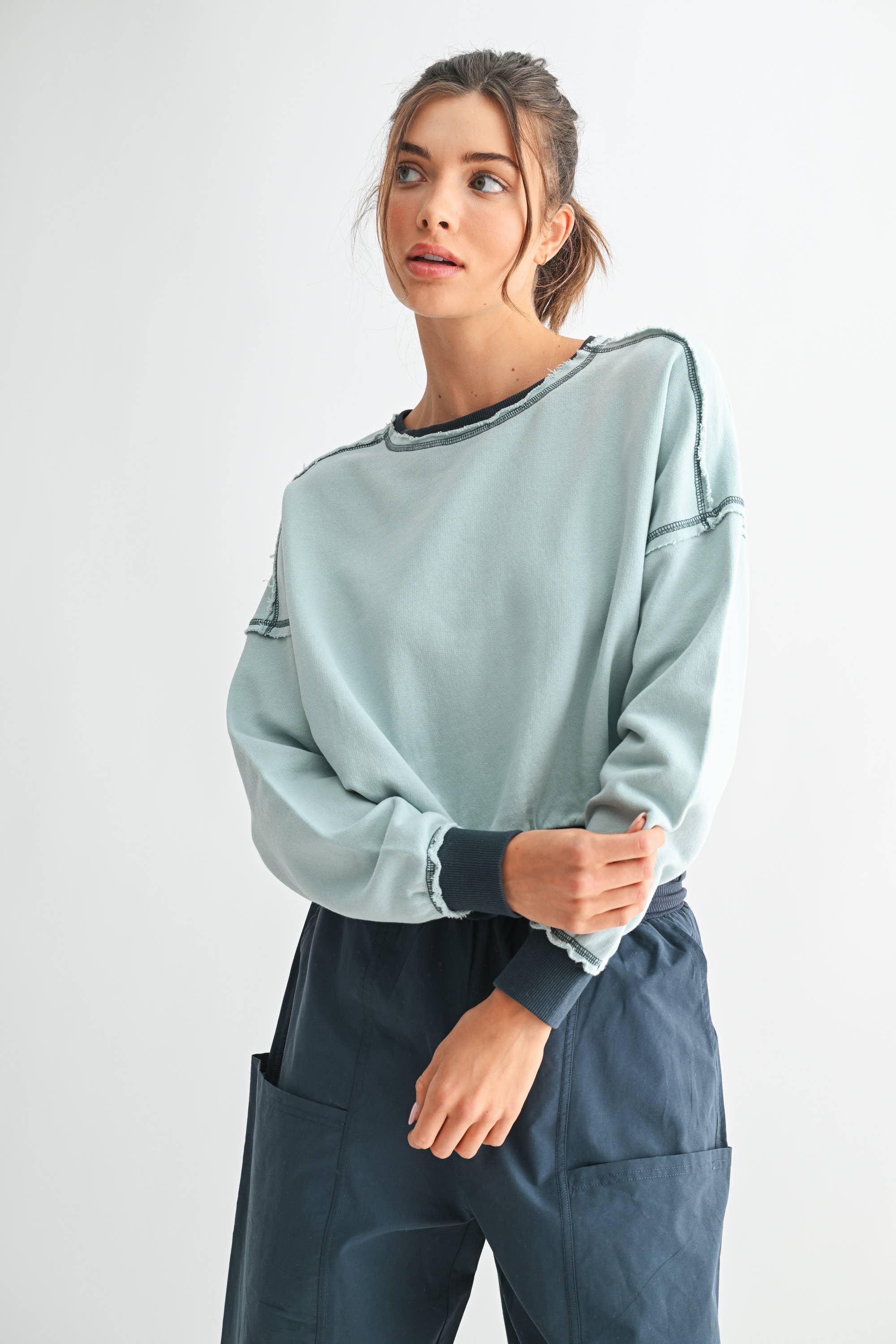 EchoWash Cotton Crewneck:Blue