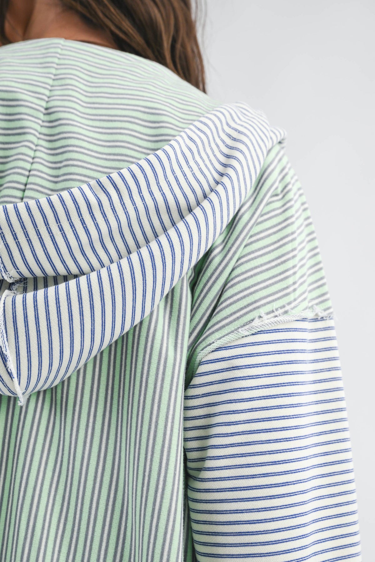 Striped Zip Hoodie: Blue