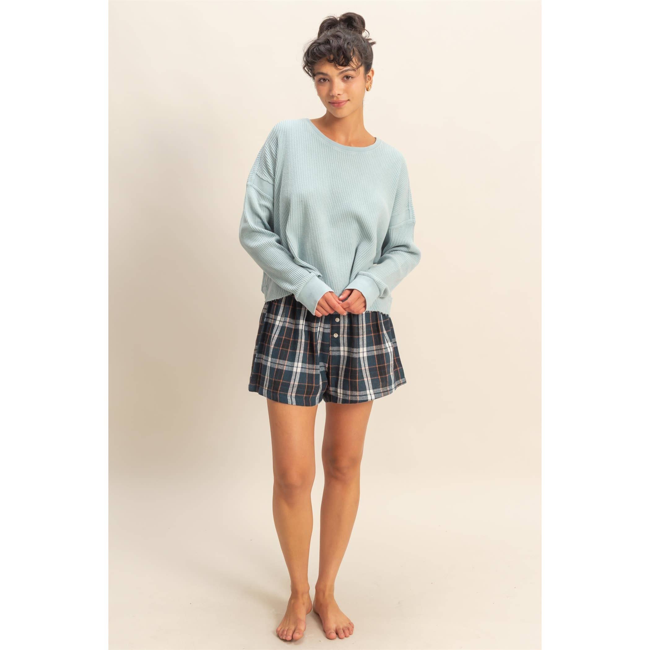 Flannel Boxer Shorts: Navy