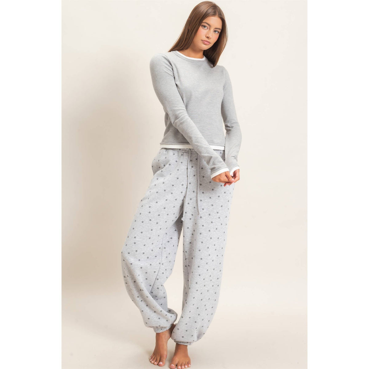 Star Print Jogger: H. Gray