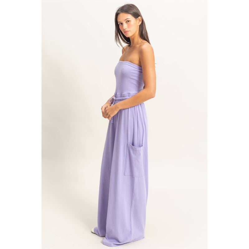 Tube Top Jumpsuit:BLACK