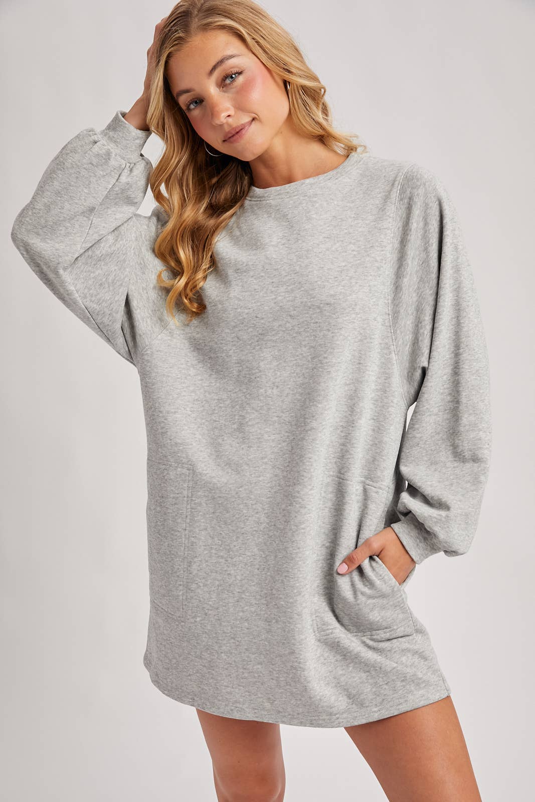 Oversized Sweatshirt Dress: Grey
