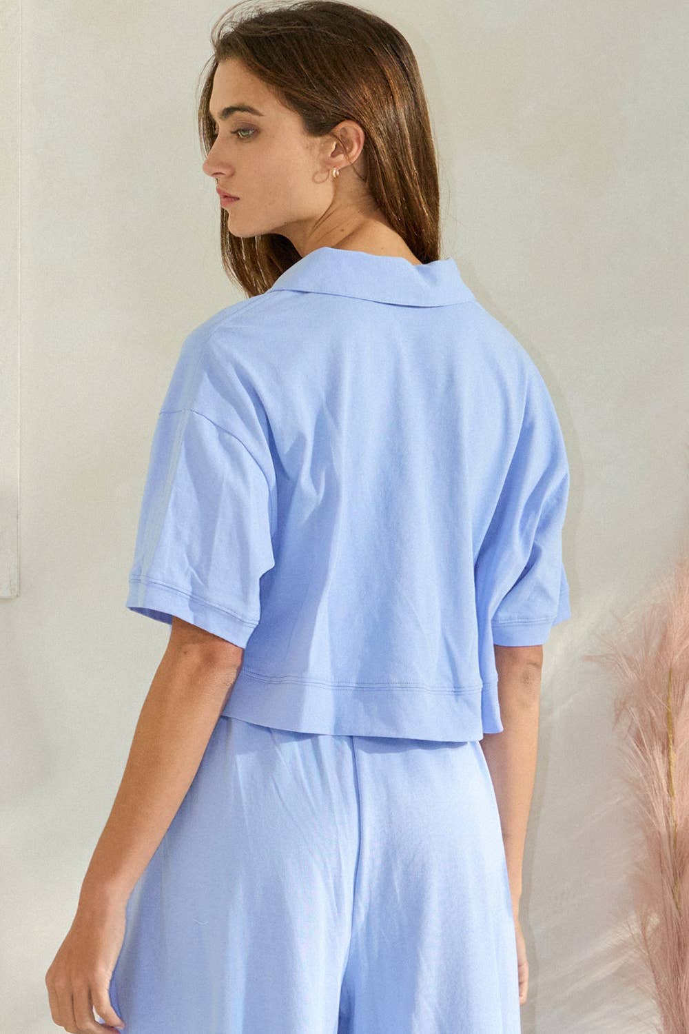 Boxy Polo Top: Periwinkle