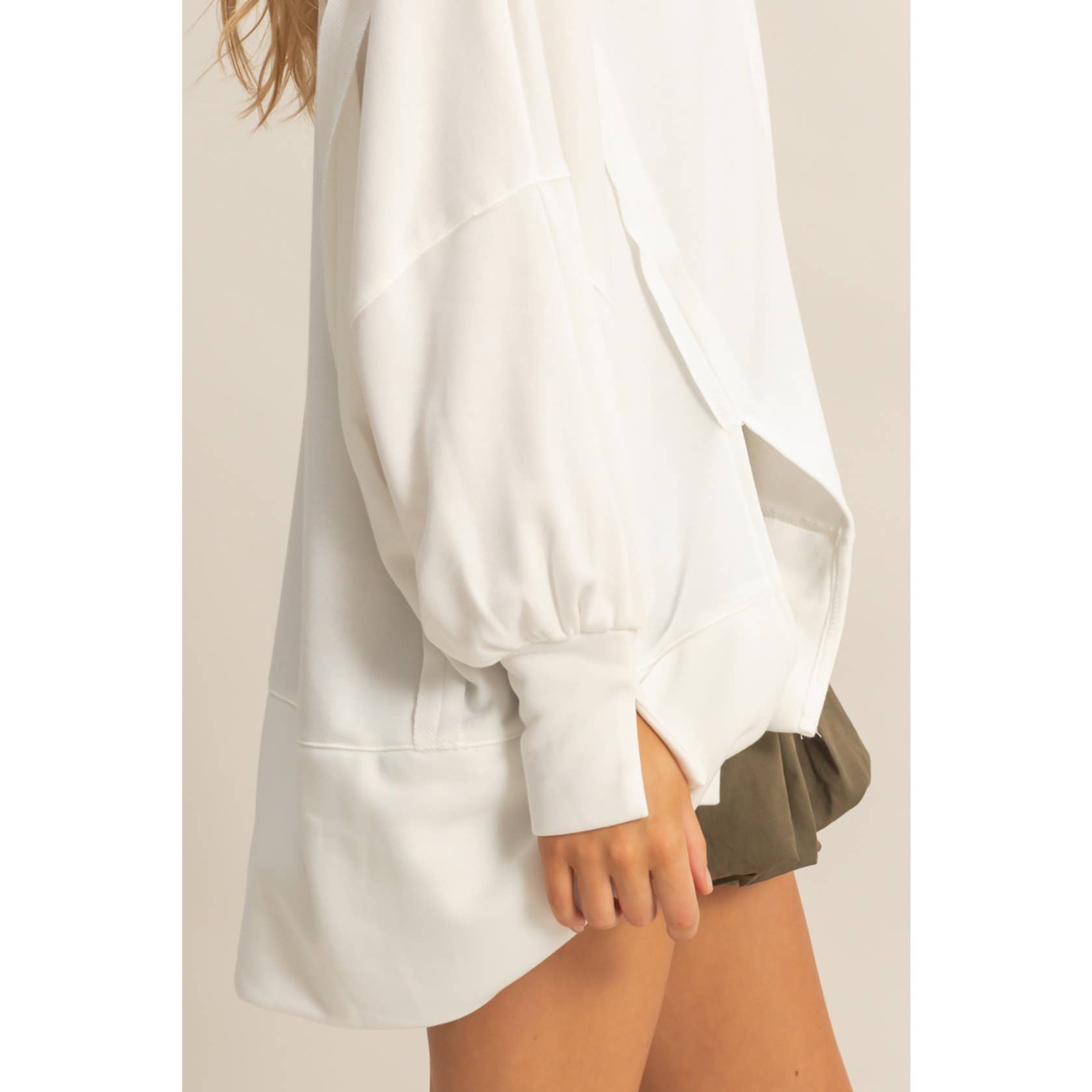 Unique Cuff Top: Ivory