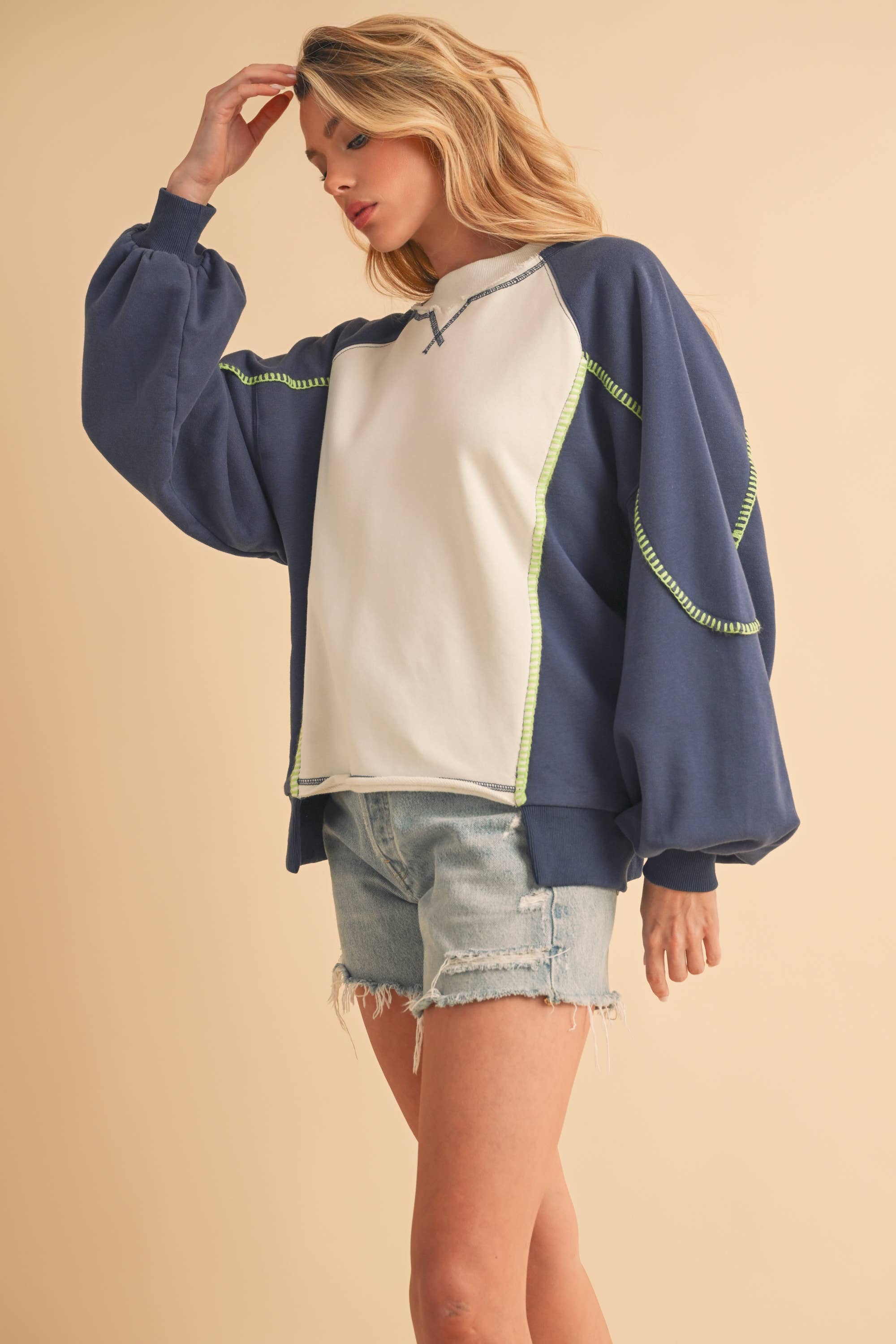 Nya Colorblock Sweater: Blue