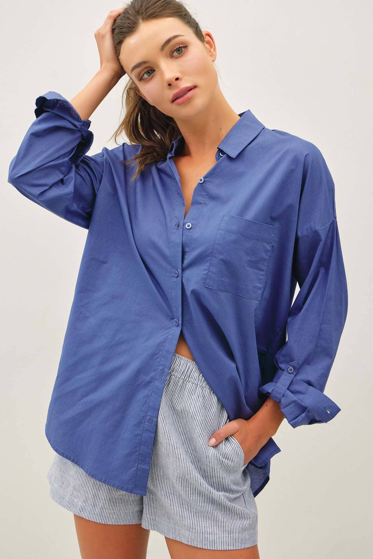 Kolly Oversized Button Up: Denim