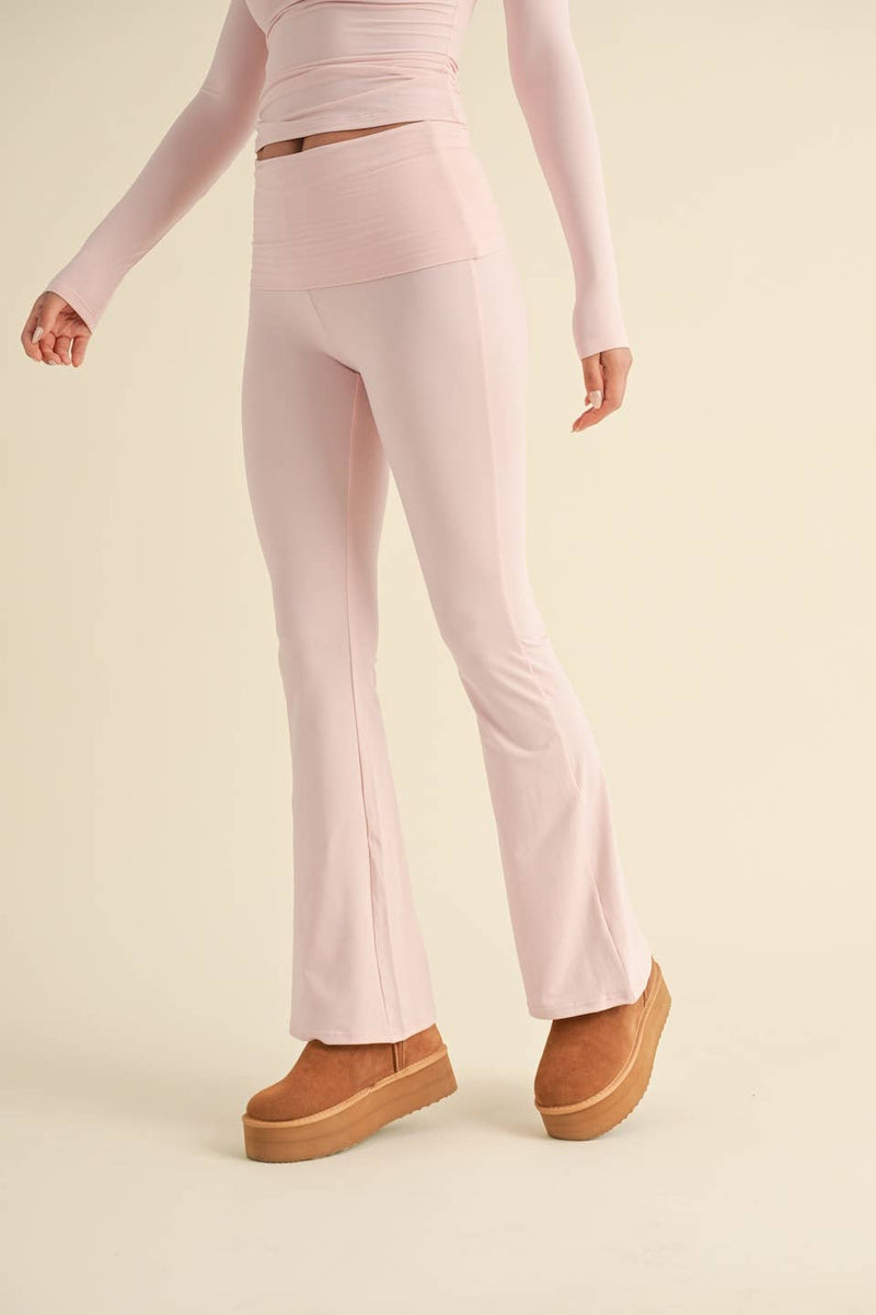 Foldover Flare Pants:Choc.