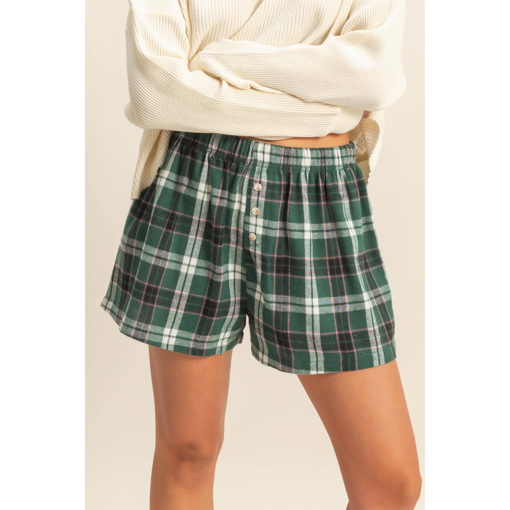 Flannel Boxer Shorts: Navy