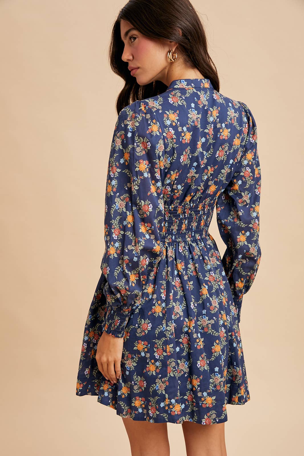 Zippered Mini Dress: Mid.Navy