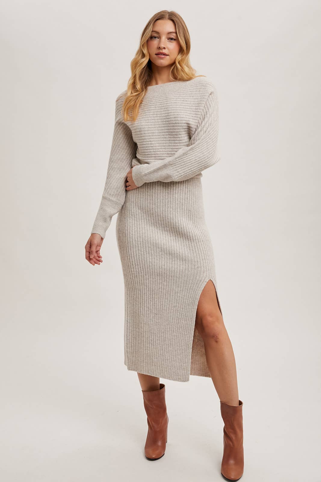 Off Side Sweater Dress: Oatmeal