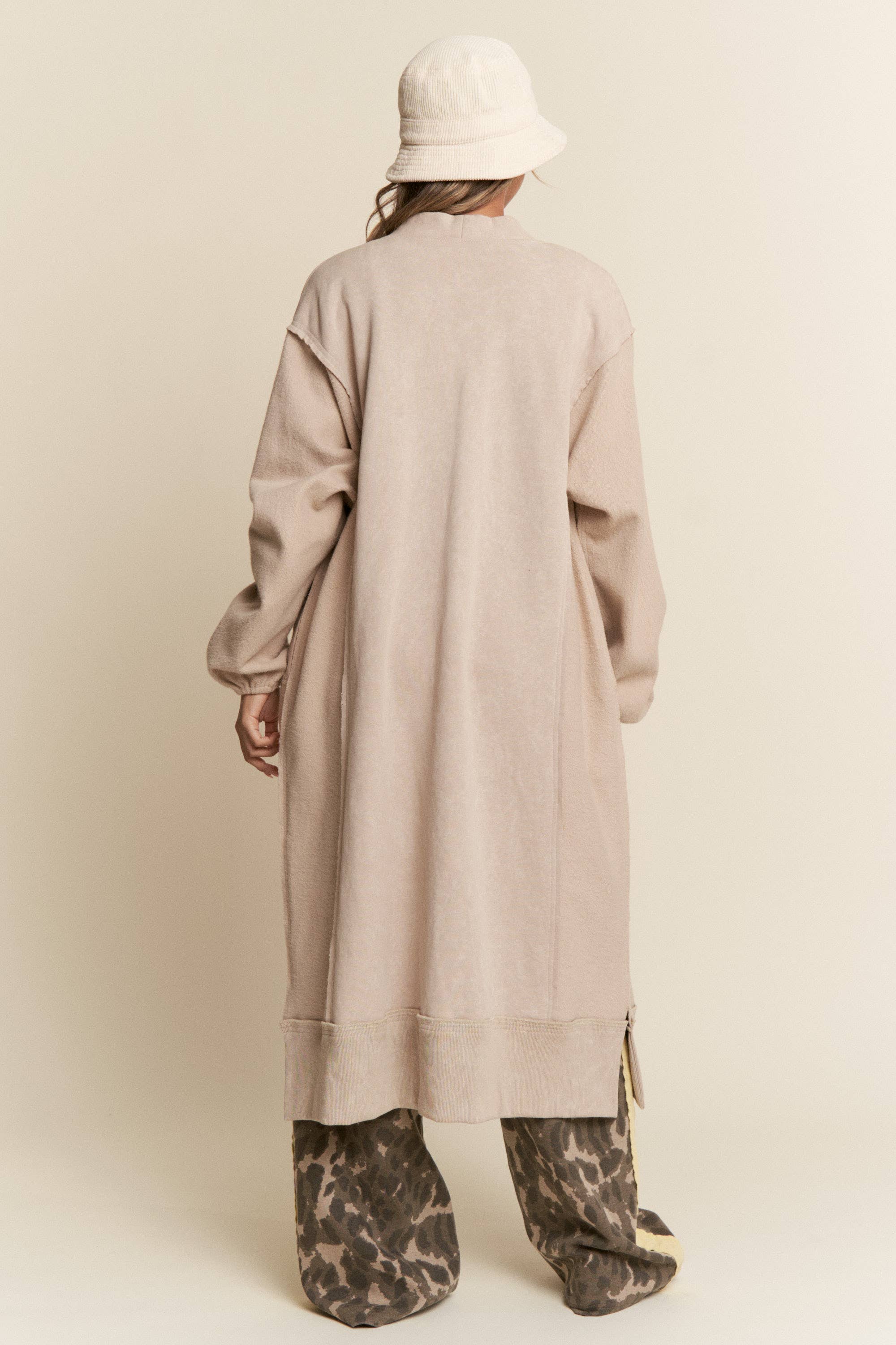 Heavy Button Down Cardigan :Taupe