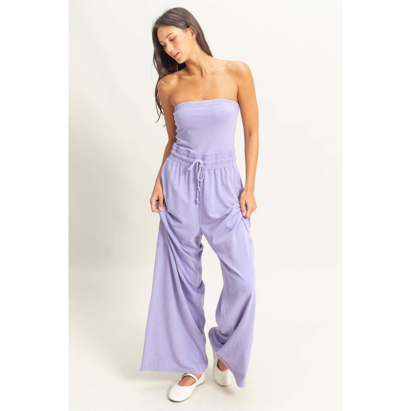 Tube Top Jumpsuit:BLACK