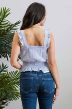 CINCHED WAIST TOP: BLUE