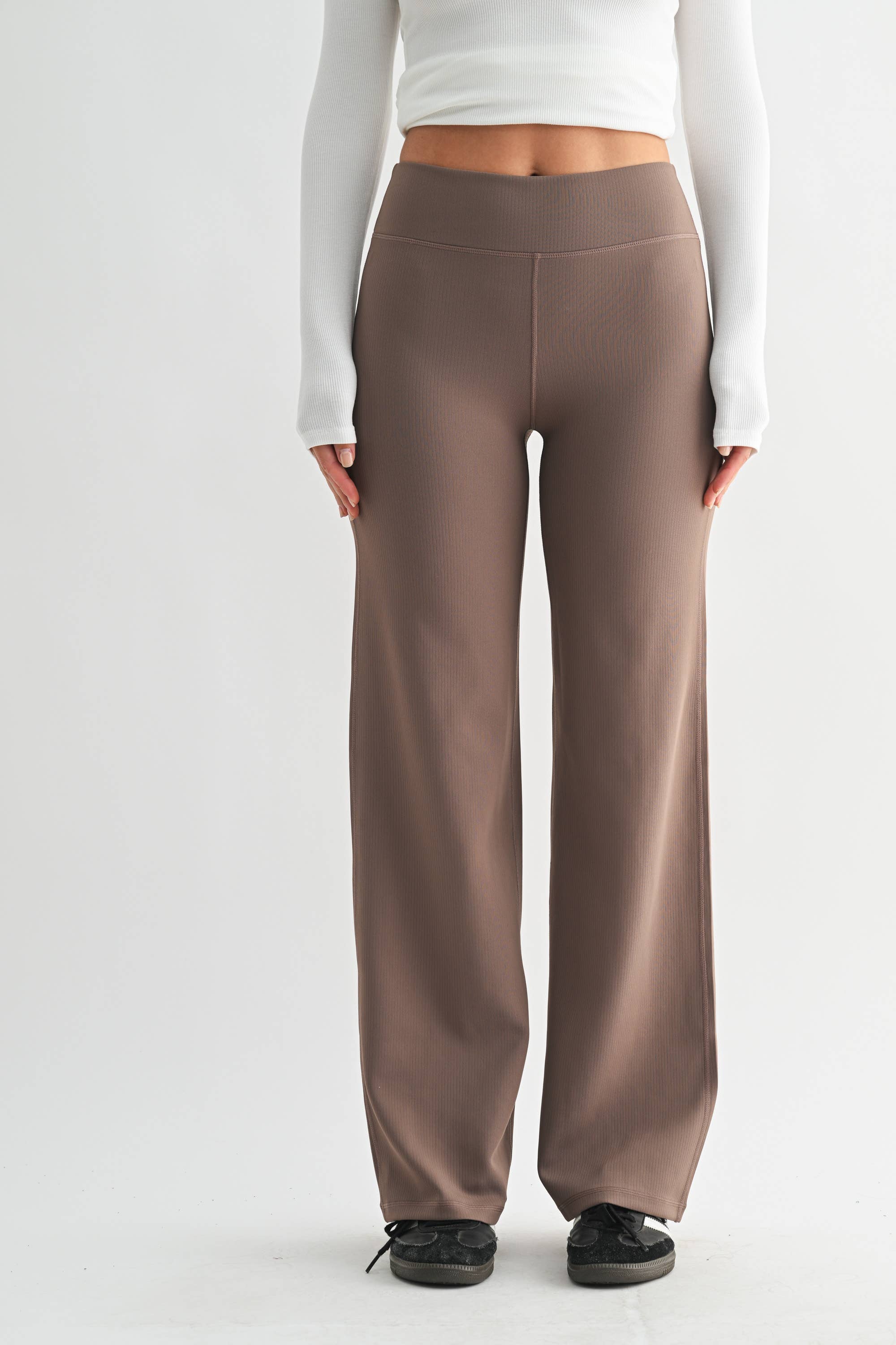 Jacquard Wide Leg Pant: Taupe