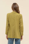 Linen Cuff Blazer: NATURAL