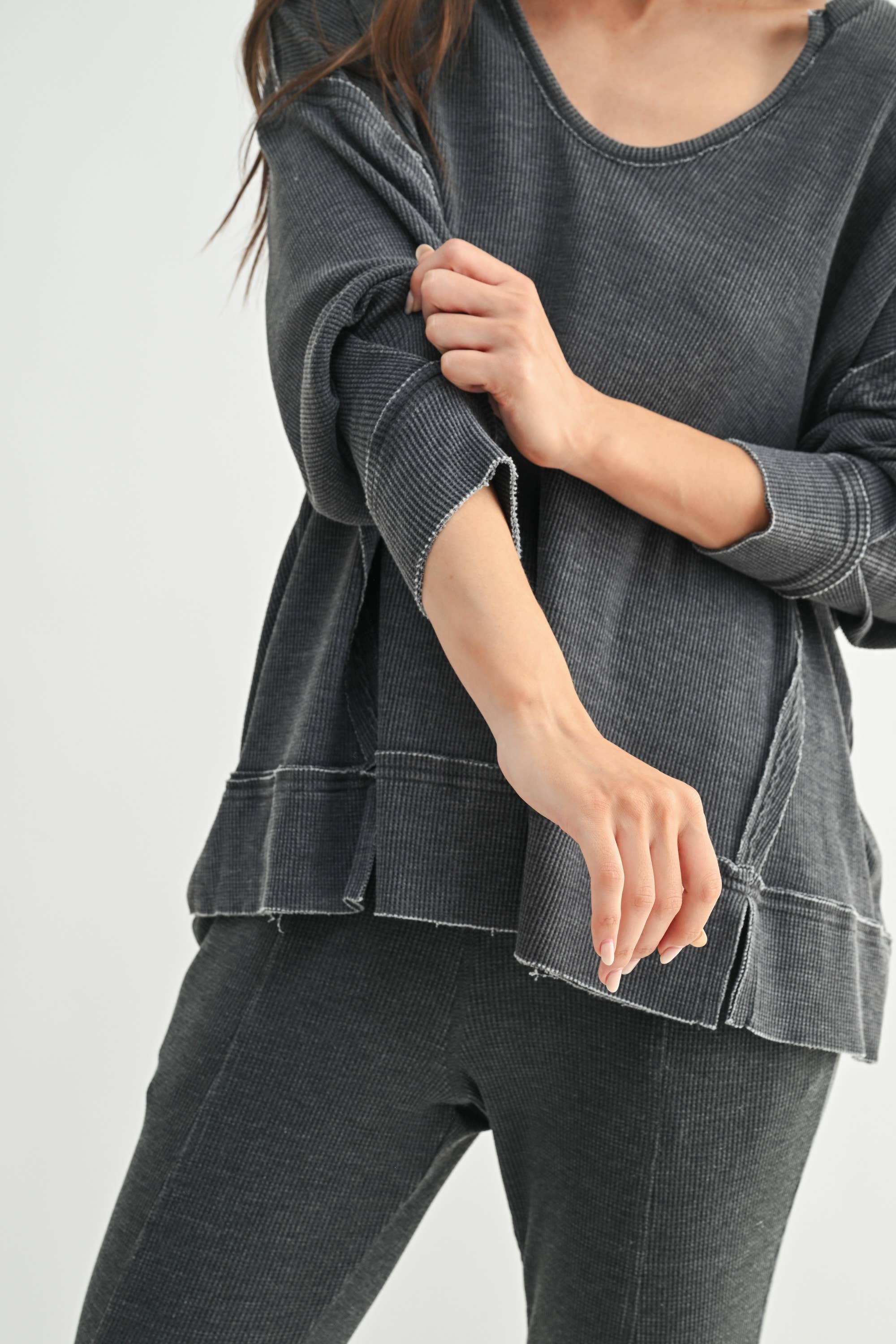 Waffle Knit Oversized:PLUM