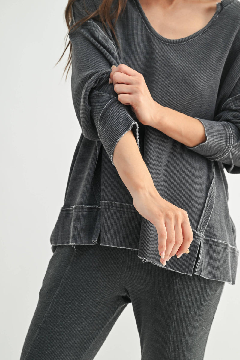 Waffle Knit Oversized:PLUM