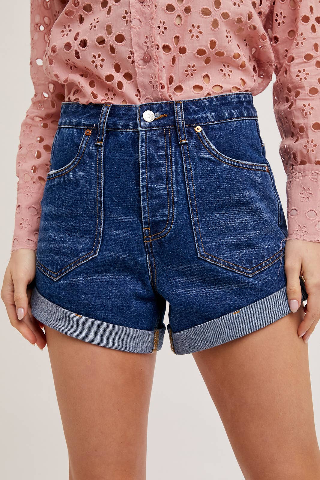 Western Rolled Hem Shorts Dk