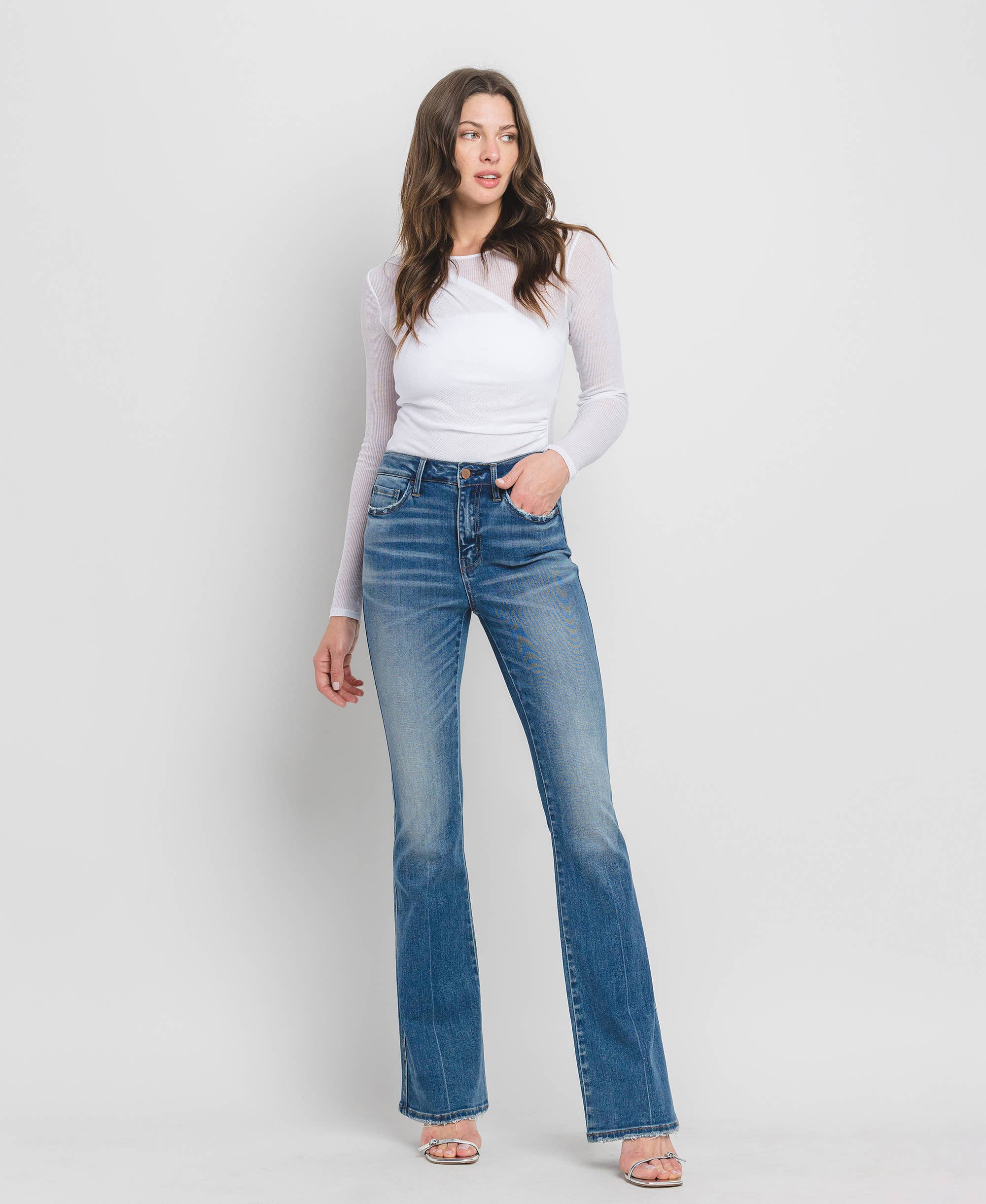 High Rise Bootcut Jeans: