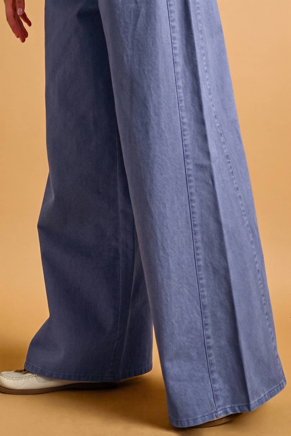 Washed Wide Leg Pants: Blue