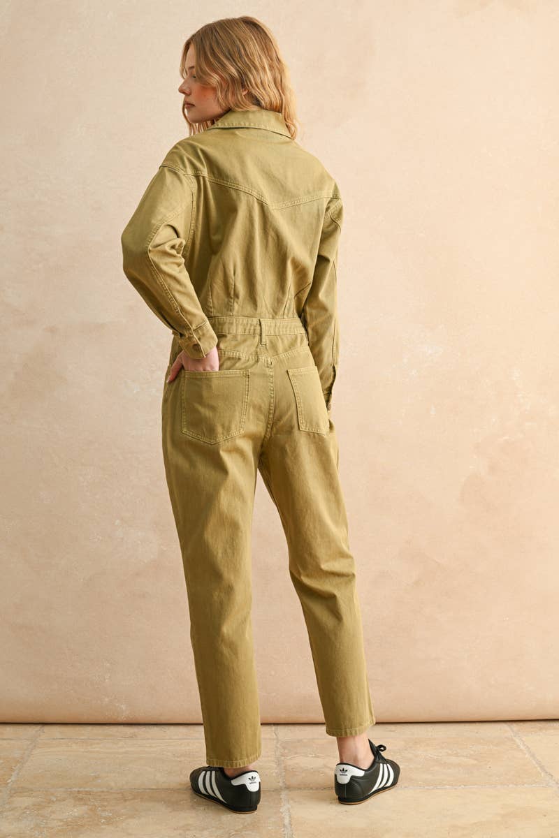 Utility Jumpsuit: Washed Olive
