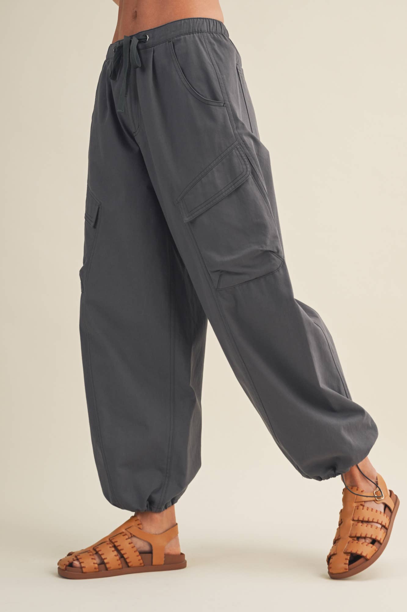 Voluminous Cargo Pants: Washed Navy