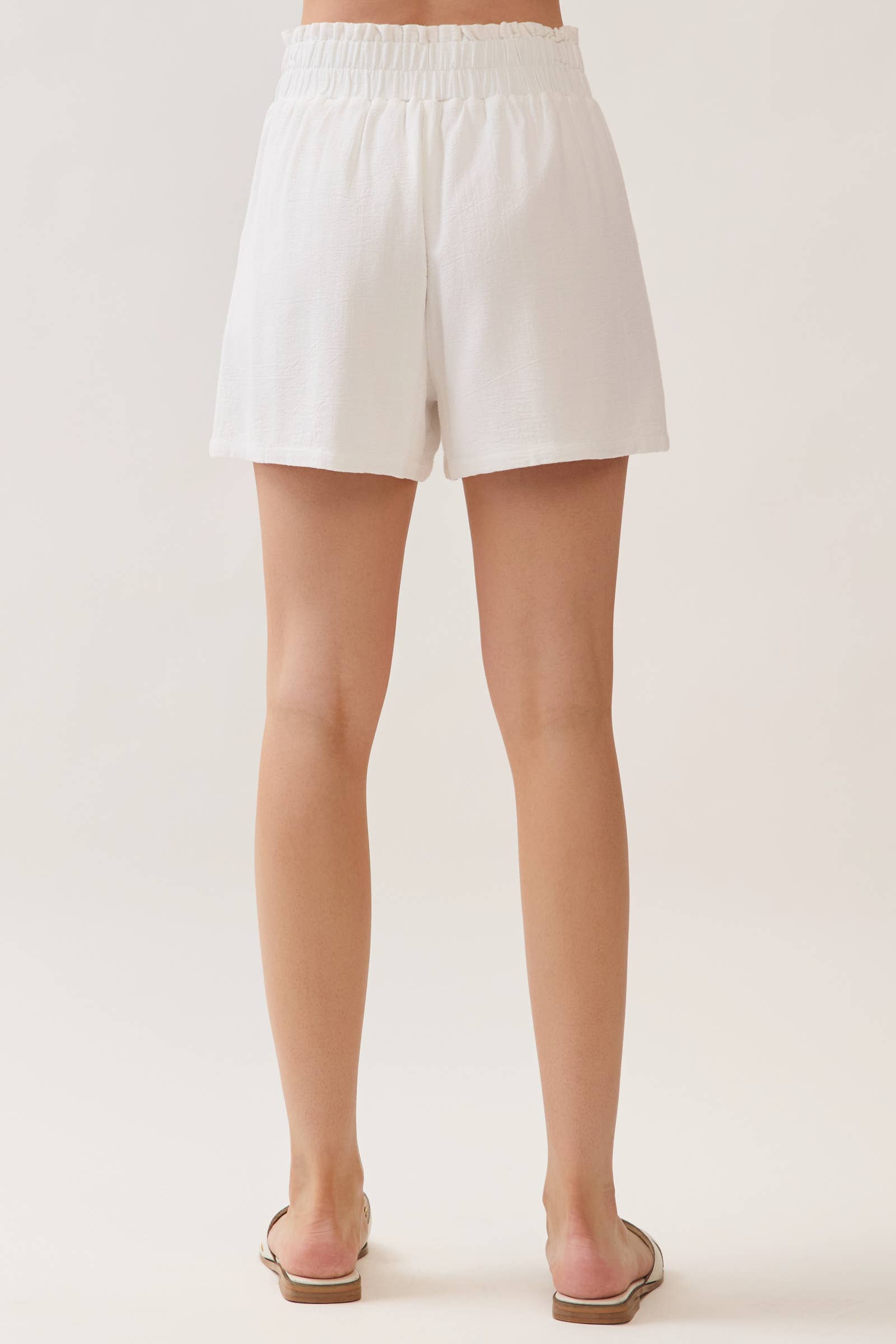 Ruffled Waist Shorts: Off White