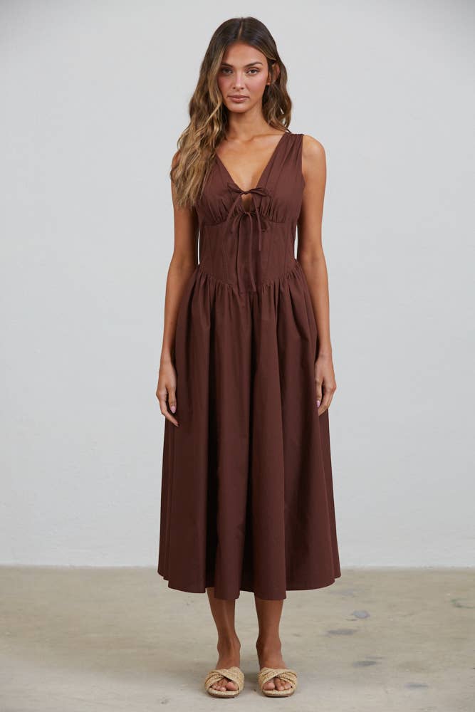 Rene Corset Poplin Midi Dress