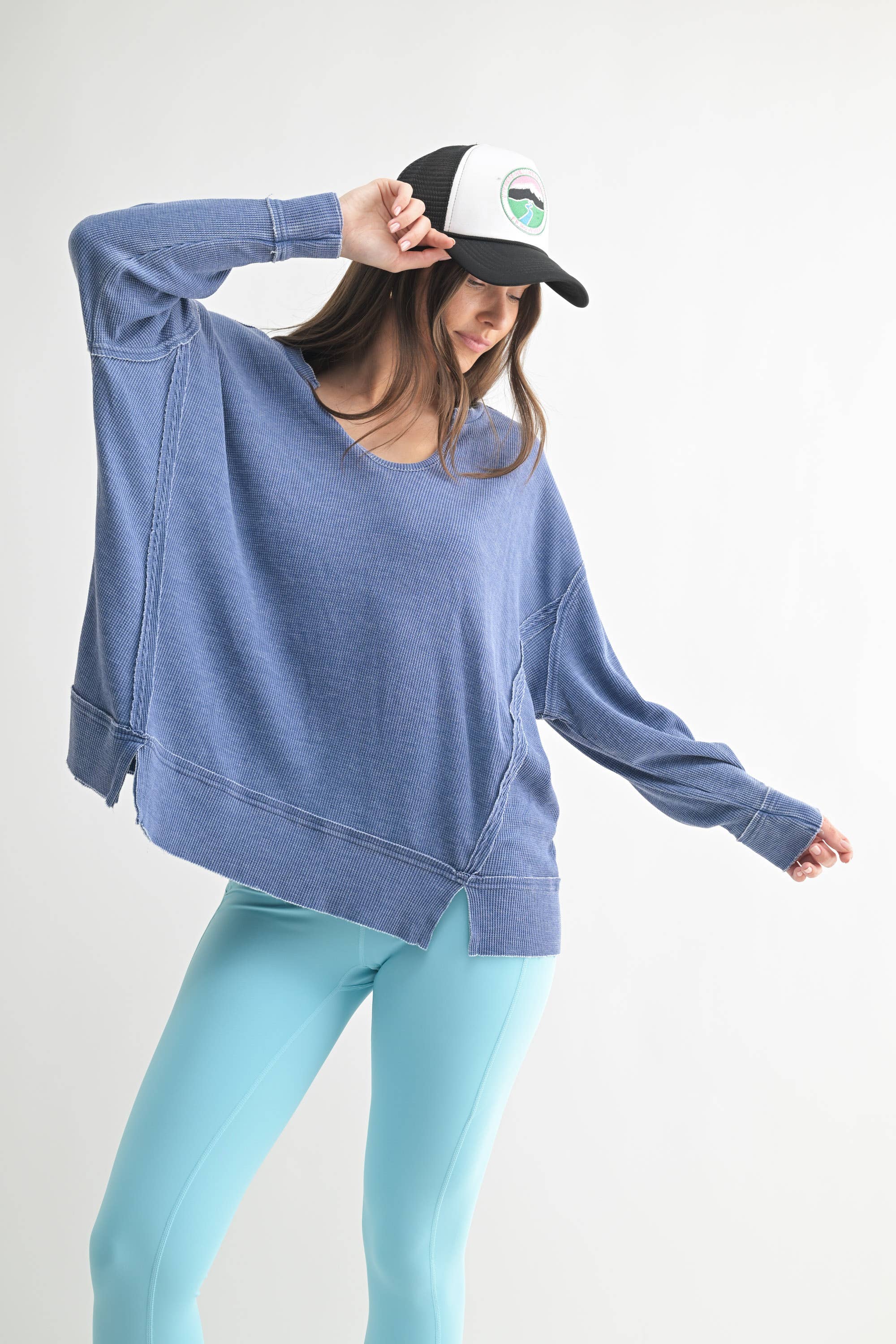 Waffle Knit Oversized:PLUM