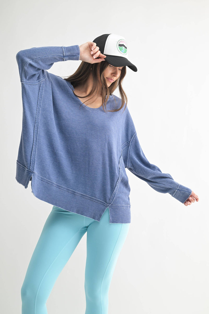 Waffle Knit Oversized:PLUM