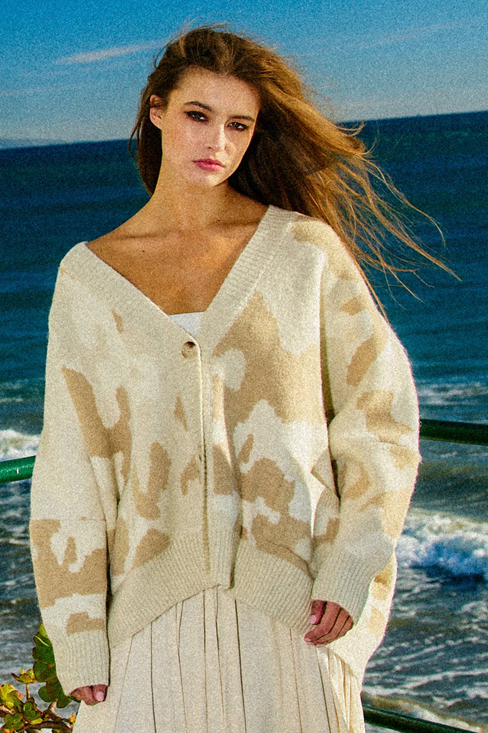 Camouflage Cardigan: Cream