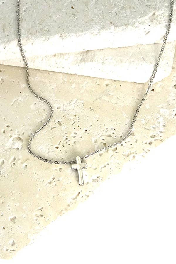 Mini Cross Necklace: Gold