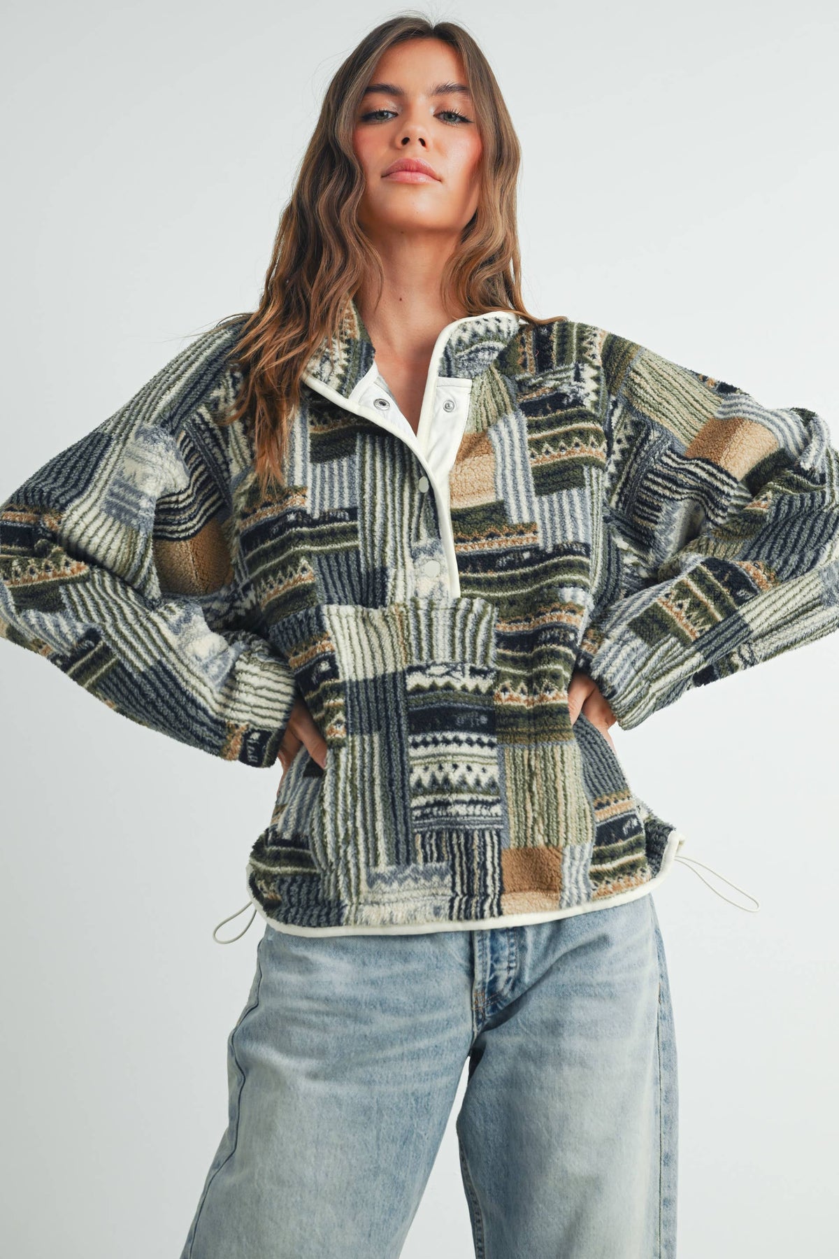 Patchwork Print Sweatshirt: Multi